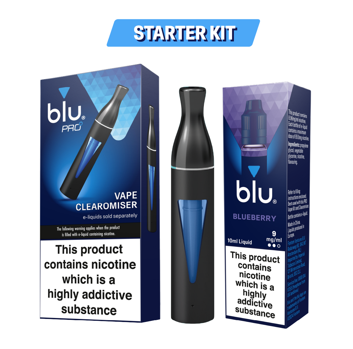 Blu Pro Starter Kit Blueberry Rechargeable Vape Blu Pro